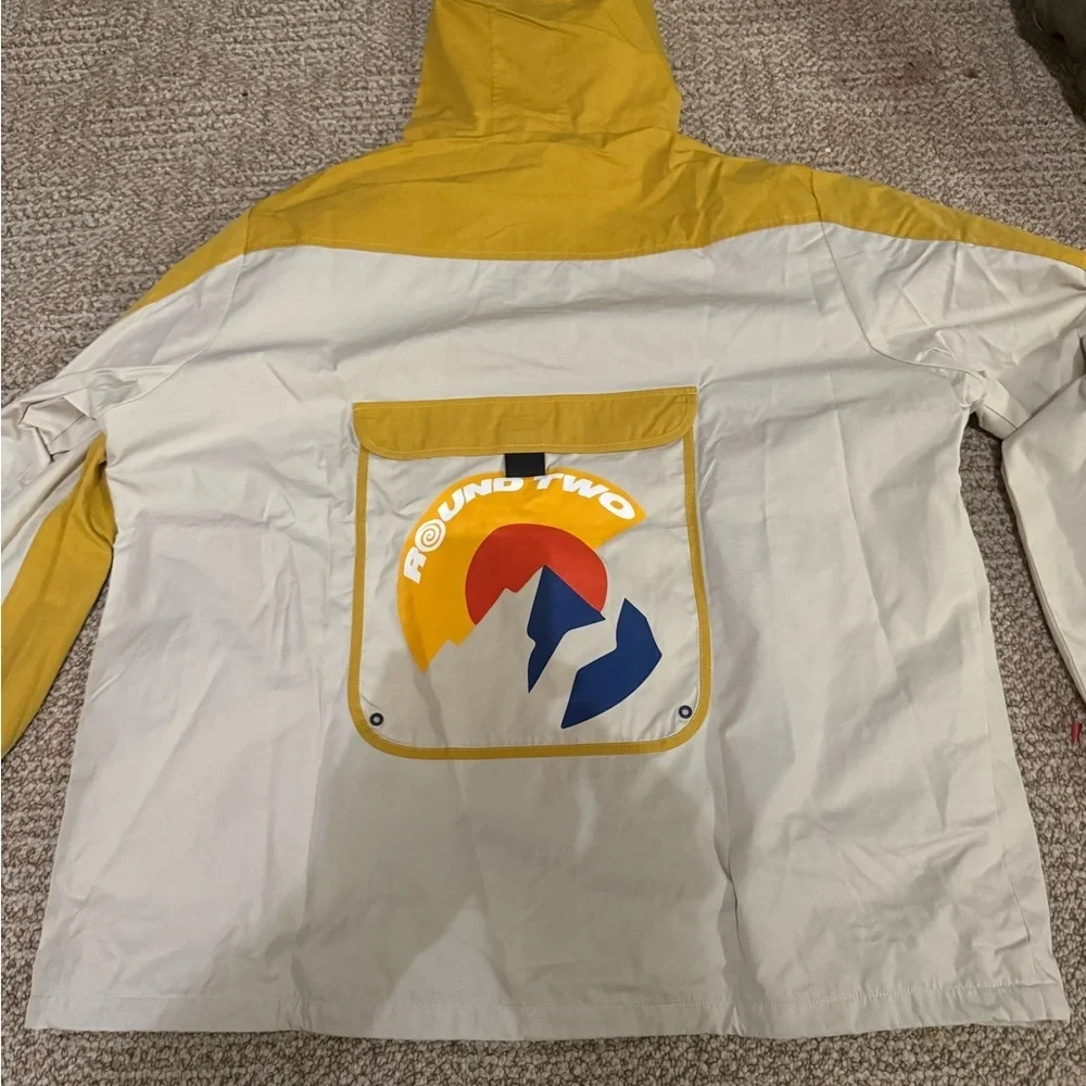 Yellow and White Hooded Jacket